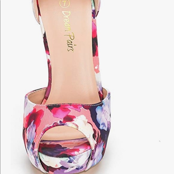 NWT Swan Floral High Heel Plaform Dress Pumps - Picture 3 of 6